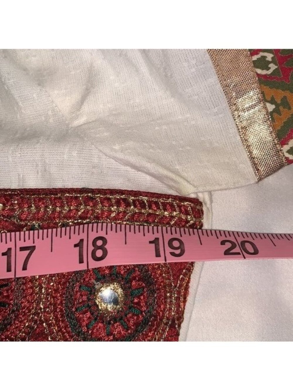 Sequin Crafts Womens Ethnic Dress L White & Red Patterned Cotton - Picture 9 of 9